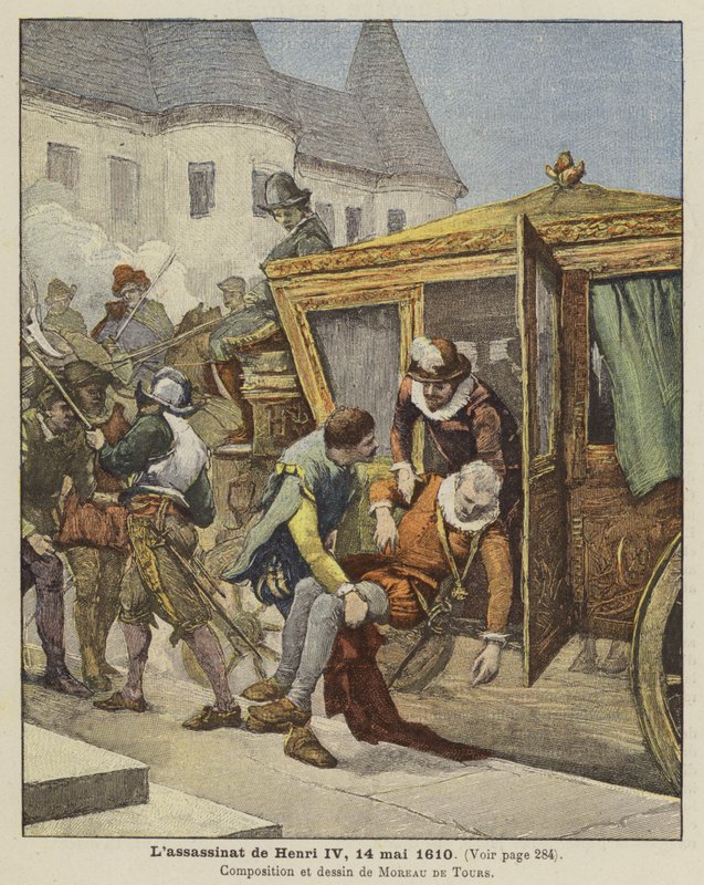 Ranskan kuninkaan Henrik IV:n salamurha 14. toukokuuta 1610 tekijältä Georges Moreau de Tours