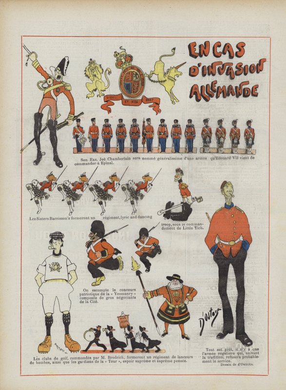 Saksan hyökkäyksen sattuessa. Kuvitus Le Rirelle tekijältä Georges d 1878 1937 Ostoya