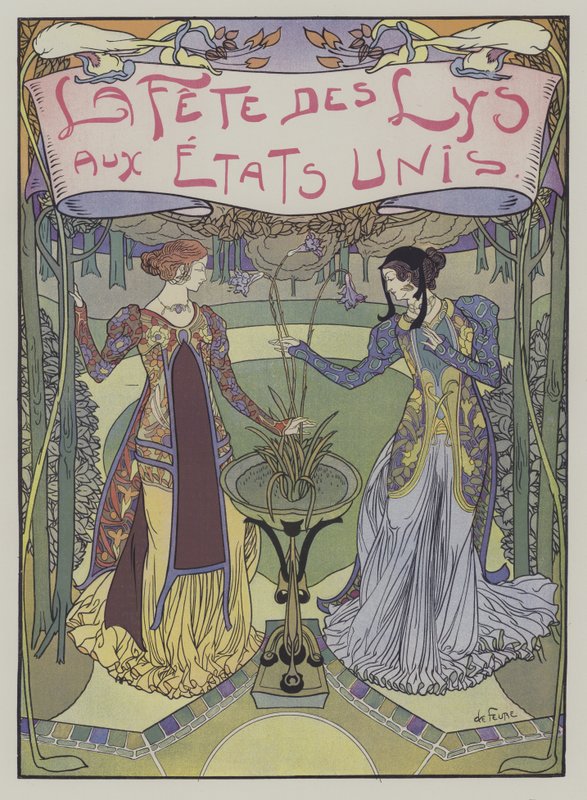 La Fete des Lys Yhdysvalloissa (Liljojen festivaali Yhdysvalloissa) tekijältä Georges de Feure