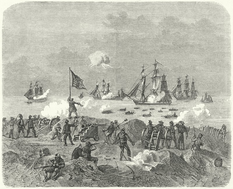 Brittijoukot yrittävät laskeutua Chesapeake Baylle, 1814 tekijältä German School
