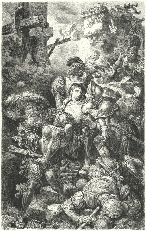 Franz von Sickingen haavoittui kuolettavasti Burg Nansteinin piirityksessä, 1523 tekijältä German School