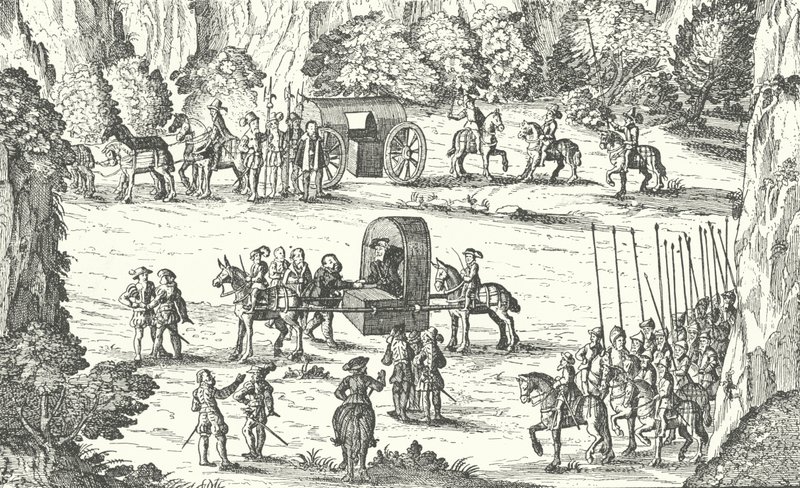 Saksin vaaliruhtinas Johannes Frederick I vapautettiin vankeudesta Pyhän Rooman keisarin Kaarle V:n käsissä Linzissä, Itävallassa, 1552 tekijältä German School