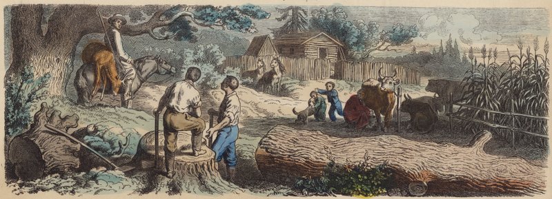 Uusi asutus Amerikan lännessä (värillinen kaiverrus) tekijältä German School