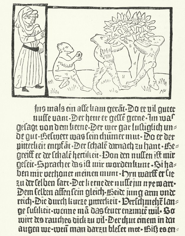 Kohtaus kirjasta "Der Edelstein" (Jalokivi), kirjoittanut Ulrich Boner (kaiverrus) tekijältä German School