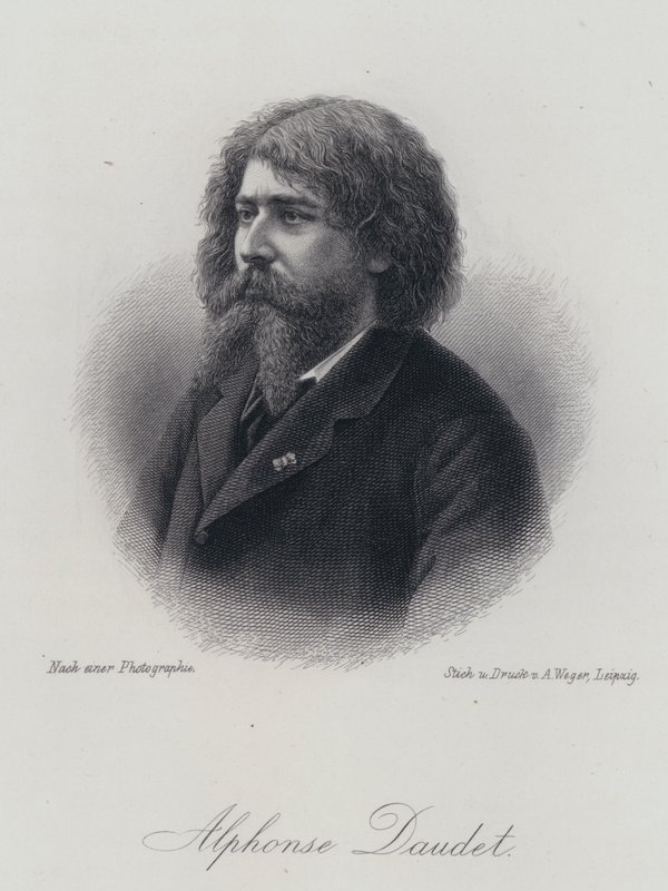 Alphonse Daudet, ranskalainen kirjailija (kaiverrus) tekijältä German School