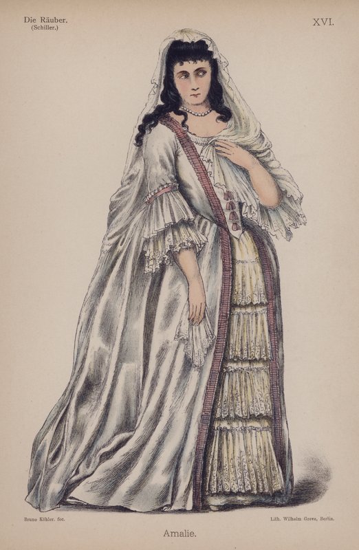 Amalie, Friedrich Schillerin teoksesta Die Rauber (The Robbers) (värilitho) tekijältä German School