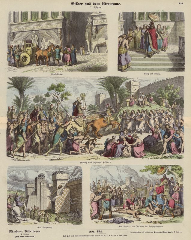 Muinainen Assyria (värillinen kaiverrus) tekijältä German School