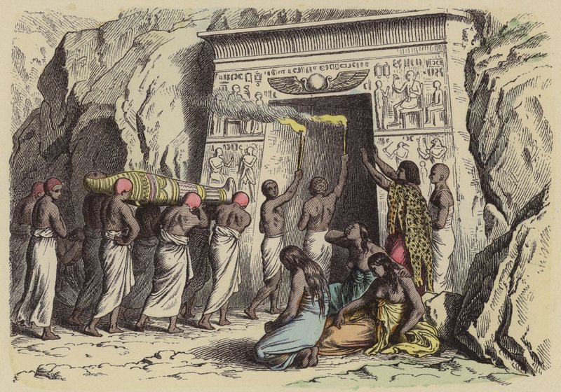 Muinainen egyptiläinen hautaus (värillinen kaiverrus) tekijältä German School