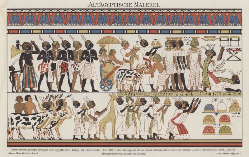 Muinainen egyptiläinen maalaus (väri litho) tekijältä German School