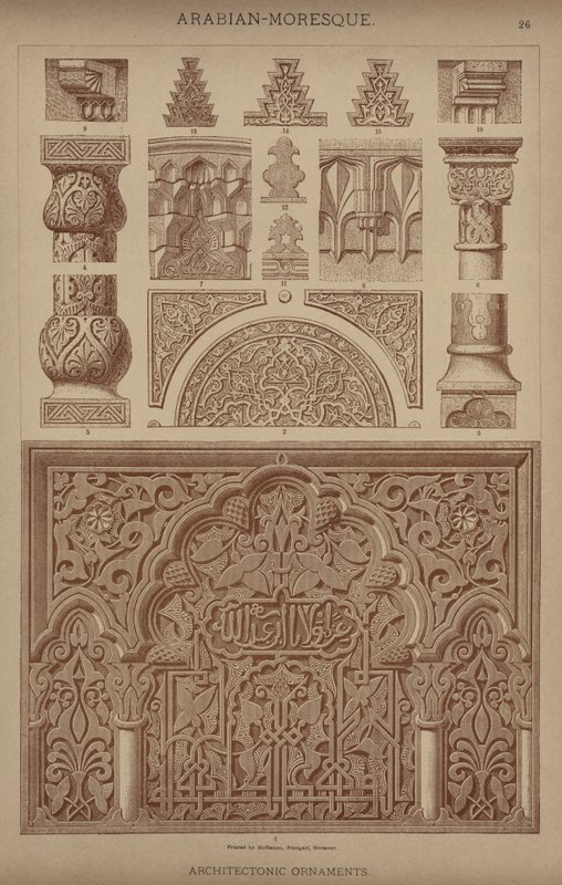 Arabian-moreski, arkkitehtoniset koristeet (väri litho) tekijältä German School