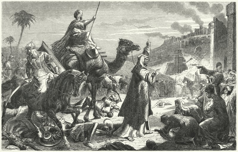 Kalifi Umar saapumassa Jerusalemiin, 637 (kaiverrus) tekijältä German School