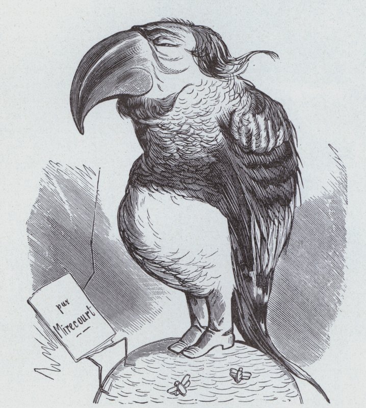 Karikatyyri Ranskan Napoleon III:sta papukaijana (litho) tekijältä German School