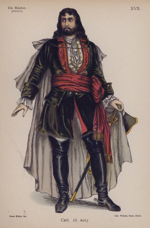 Carl, Friedrich Schillerin teoksesta Die Rauber (The Robbers) (värilitho) tekijältä German School