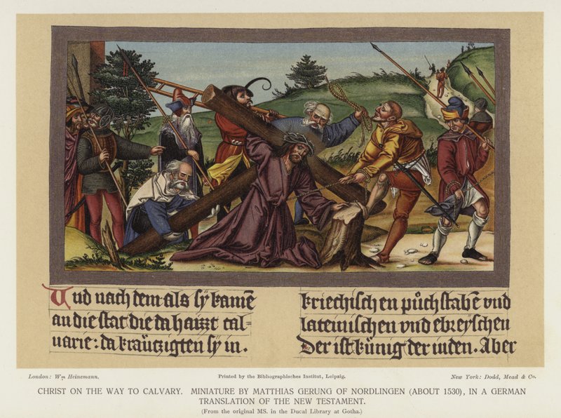 Kristus matkalla Golgatalle (väri litho) tekijältä German School