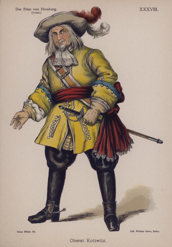 Eversti Kottwitz, kirjasta Der Prinz von Homburg (Homburgin prinssi), kirjoittanut Heinrich von Kleist (väri litho) tekijältä German School