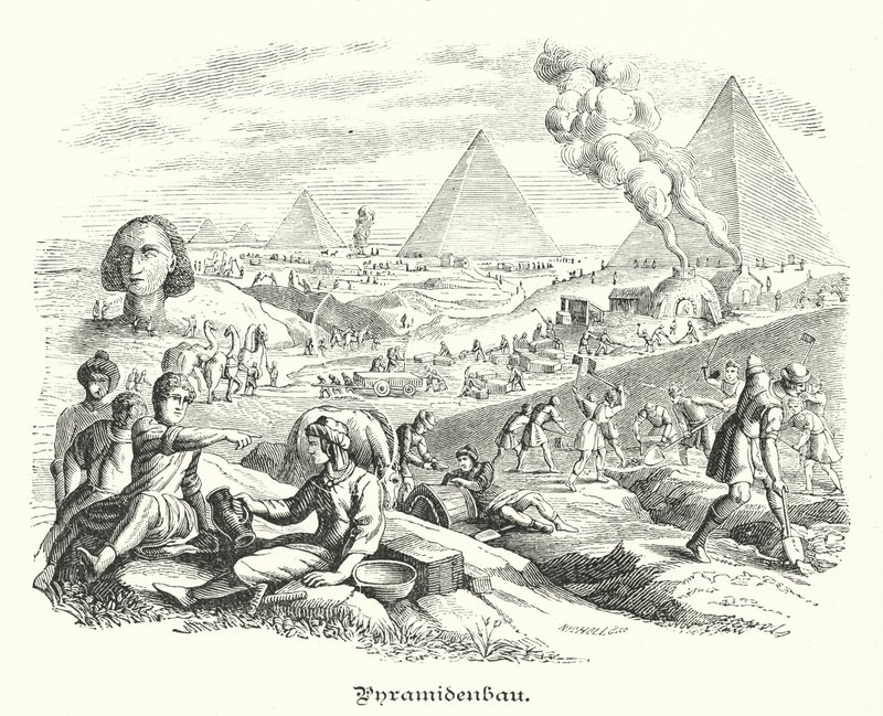 Pyramidien rakentaminen, muinainen Egypti (kaiverrus) tekijältä German School