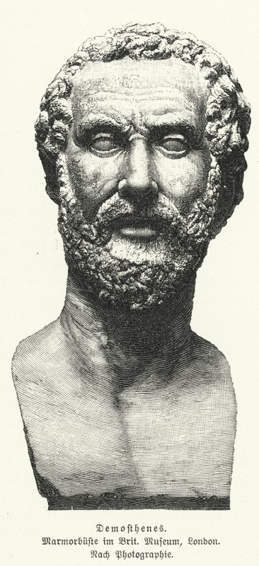 Demosthenes, antiikin Kreikan valtiomies ja puhuja (litho) tekijältä German School