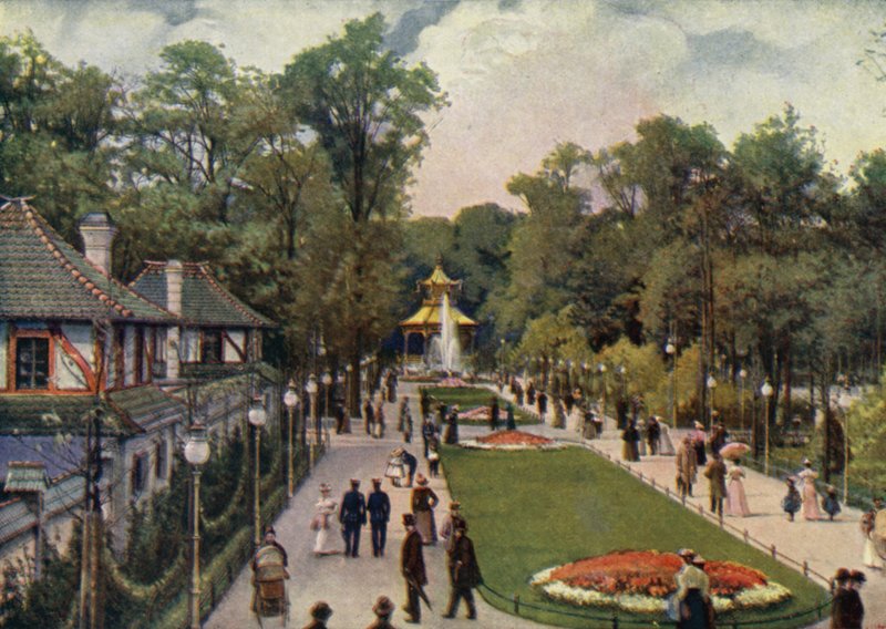 Dreisternpromenade, Berliinin eläintieteellinen puutarha, Saksa (värilitho) tekijältä German School