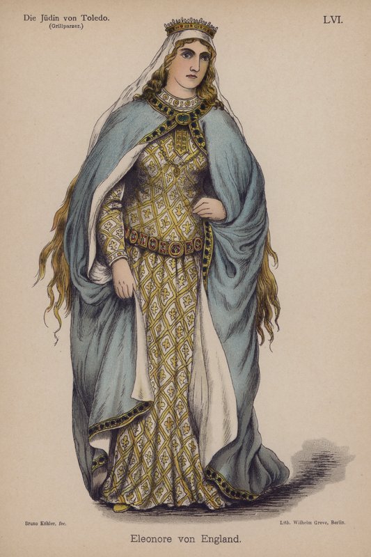 Englannin Eleanor, Franz Grillparzerin teoksesta Die Judin von Toledo (Toledon juutalainen) (värilitho) tekijältä German School
