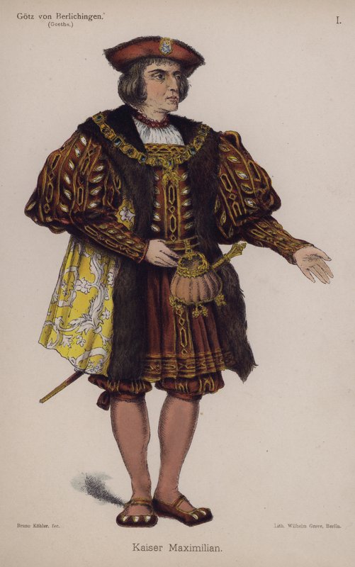 Keisari Maximilian, Goethen Gotz von Berlichingenistä (väri litho) tekijältä German School
