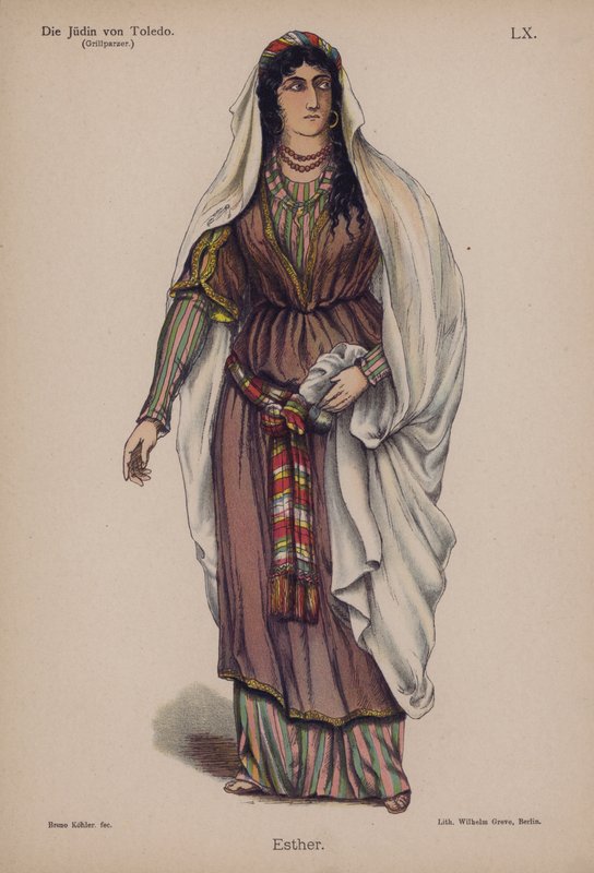 Esther, Franz Grillparzerin teoksesta Die Judin von Toledo (Toledon juutalainen) (värilitho) tekijältä German School