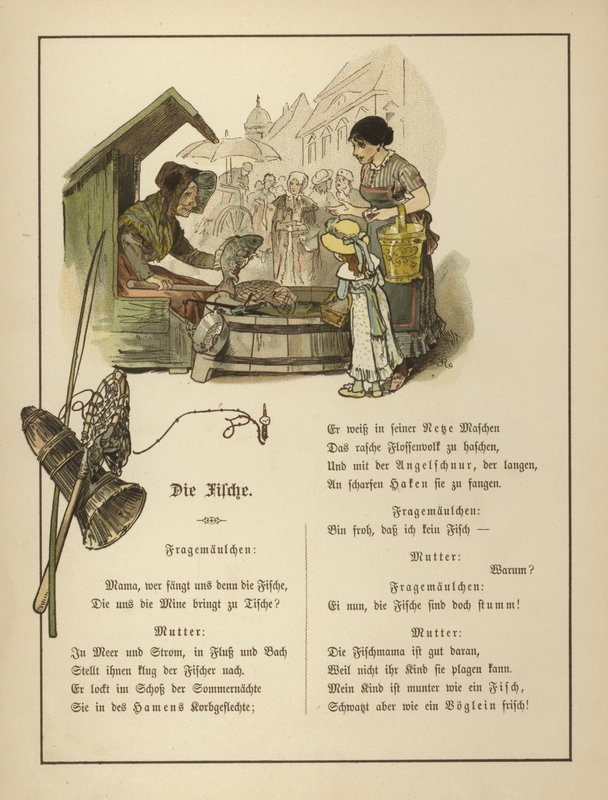 Kalakauppias (väri litho) tekijältä German School