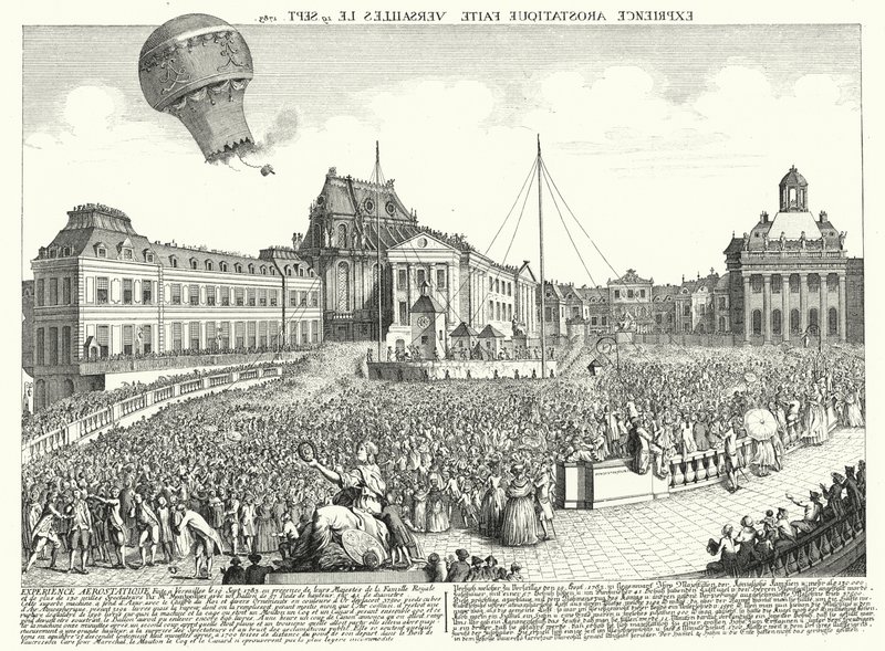 Montgolfier Brothersin ilmapallon lento Versaillesissa tekijältä German School