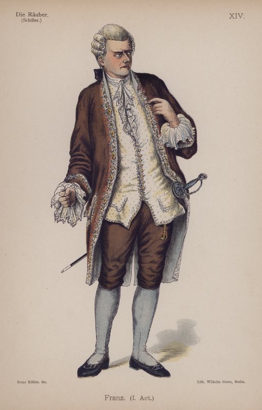 Franz, Friedrich Schillerin teoksesta Die Rauber (The Robbers) (värilitho) tekijältä German School
