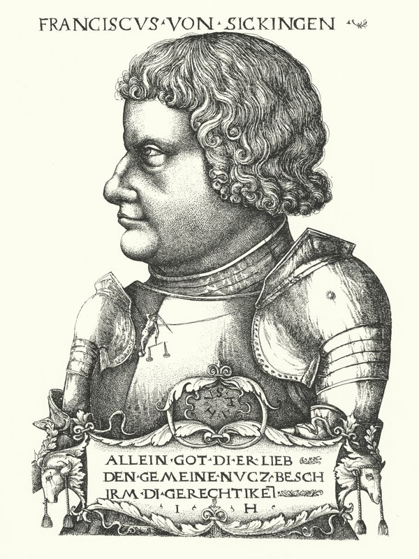 Franz von Sickingen, uskonpuhdistuksen ajan saksalainen ritari (kaiverrus) tekijältä German School