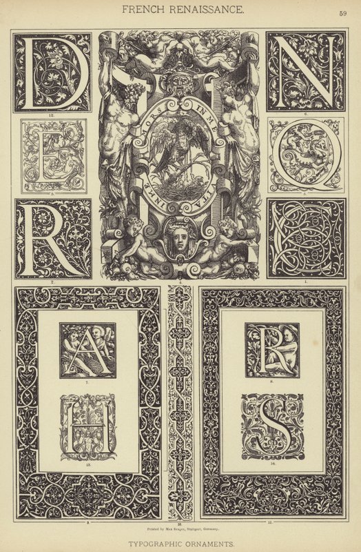 Ranskan renessanssi, typografiset koristeet (värilitho) tekijältä German School