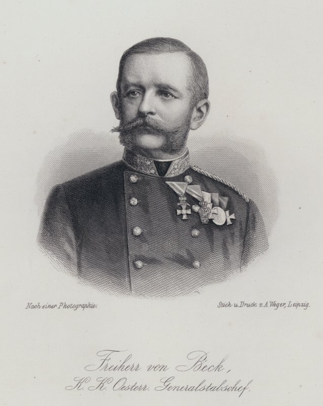 Friedrich von Beck-Rzikowsky, itävaltalainen kenraali (kaiverrus) tekijältä German School