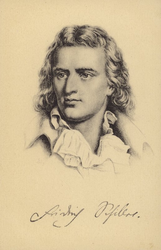 Friedrich von Schiller (1759-1805), saksalainen runoilija, filosofi, historioitsija ja näytelmäkirjailija (litografia). tekijältä German School