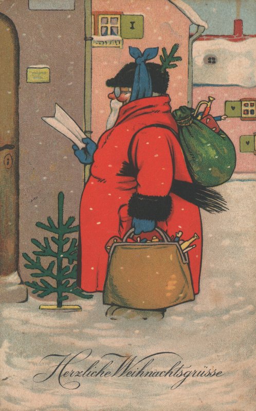 Saksalainen joulukortti (väri litho) tekijältä German School