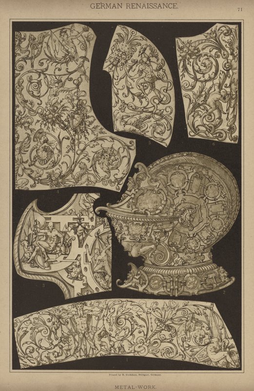 Saksalainen renessanssi, metallityö (väri litho) tekijältä German School