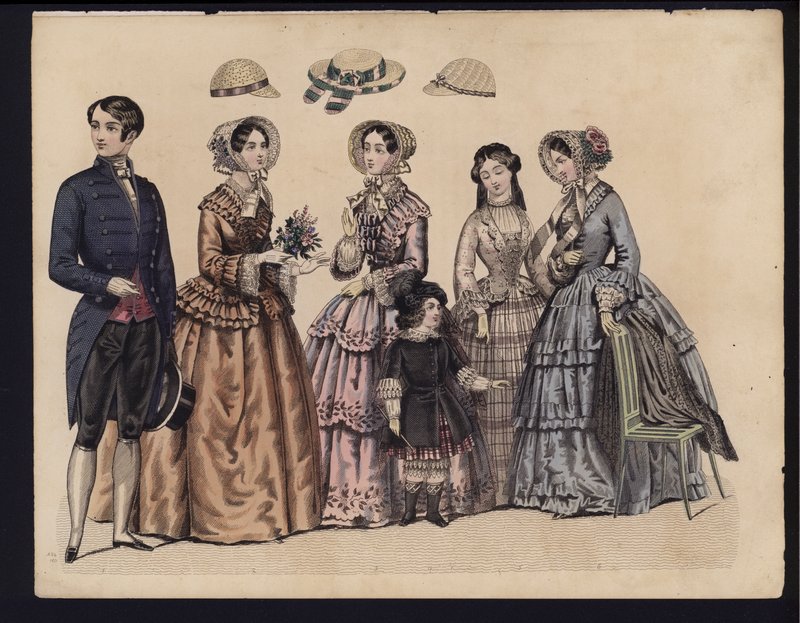 Saksalainen muotilautanen, 1800-luvun puoliväli (värikaiverrus) tekijältä German School