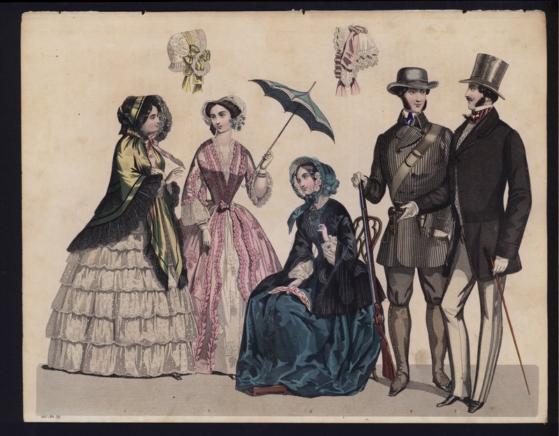 Saksalainen muotilautanen, 1800-luvun puoliväli (värikaiverrus) tekijältä German School