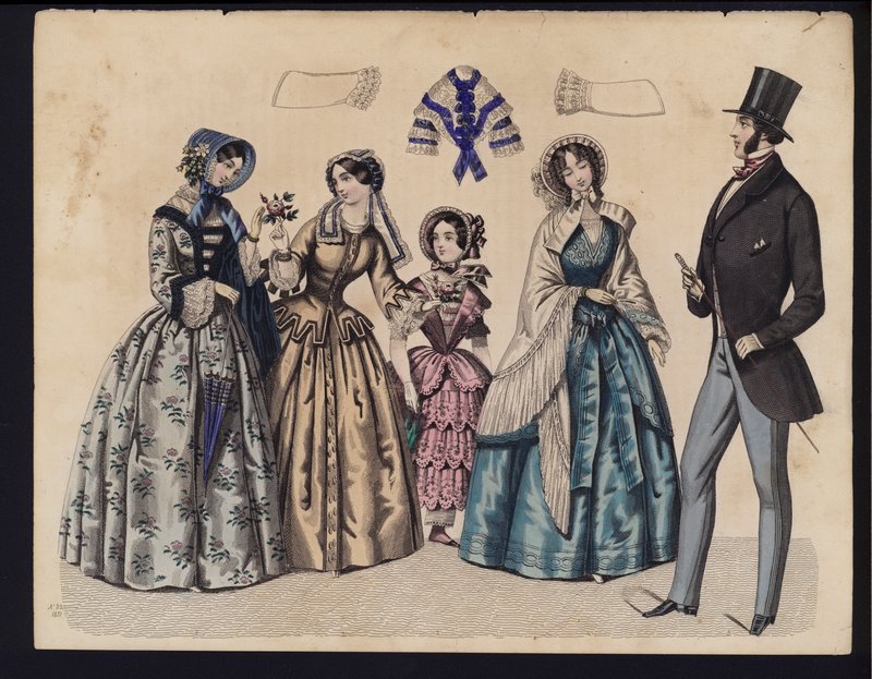 Saksalainen muotilautanen, 1800-luvun puoliväli (värikaiverrus) tekijältä German School
