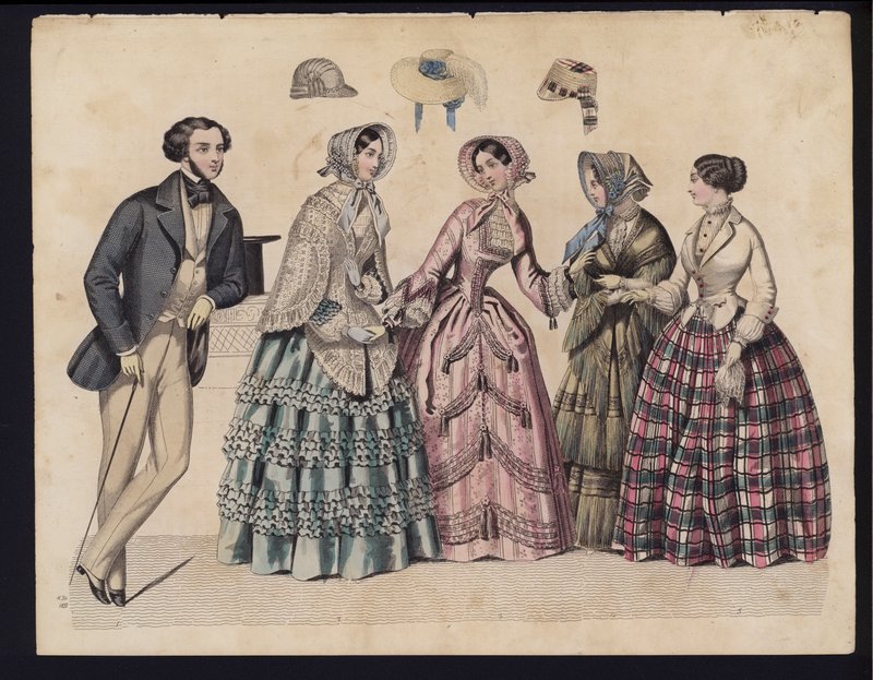 Saksalainen muotilautanen, 1800-luvun puoliväli (värikaiverrus) tekijältä German School
