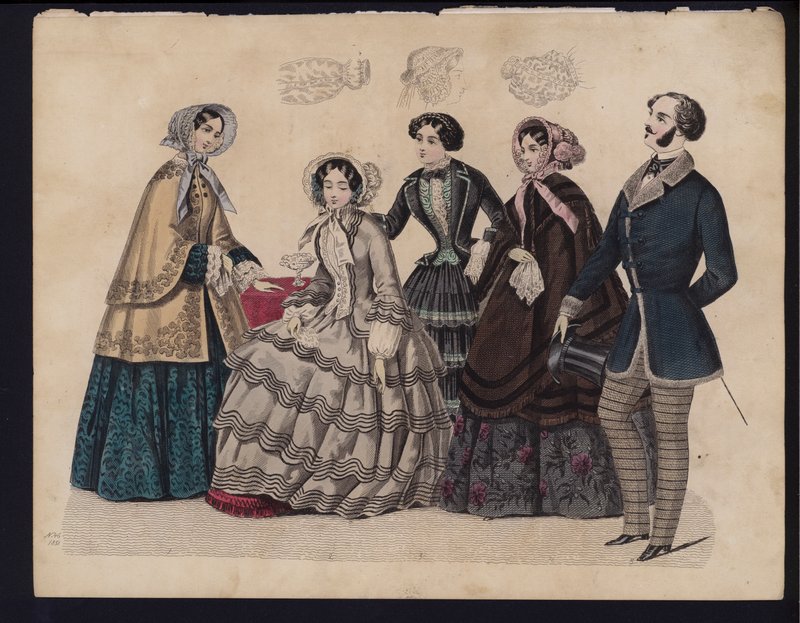 Saksalainen muotilautanen, 1800-luvun puoliväli (värikaiverrus) tekijältä German School