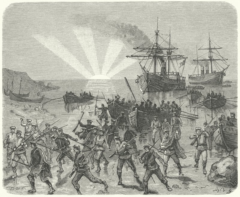 Giuseppe Garibaldi laskeutumassa Marsalaan, Sisiliaan tekijältä German School