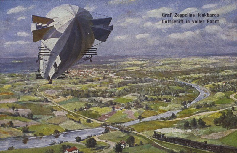 Kreivi Ferdinand von Zeppelinin ilmalaiva lennossa tekijältä German School