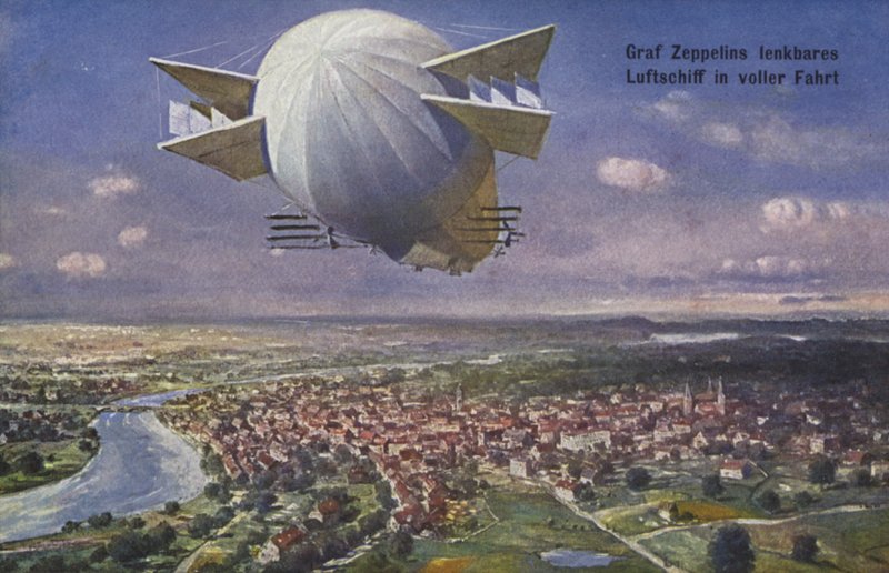 Kreivi Ferdinand von Zeppelinin ilmalaiva lennossa tekijältä German School