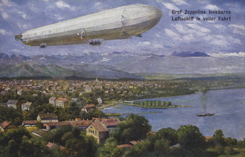 Kreivi Ferdinand von Zeppelinin ilmalaiva lennossa tekijältä German School