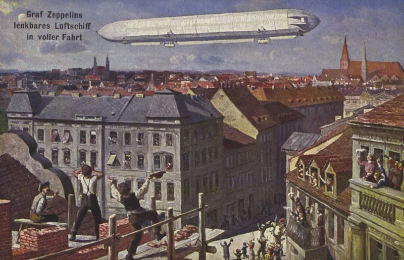 Kreivi Ferdinand von Zeppelinin ilmalaiva lennossa tekijältä German School