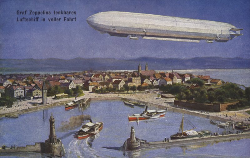 Kreivi Ferdinand von Zeppelinin ilmalaiva lennossa tekijältä German School