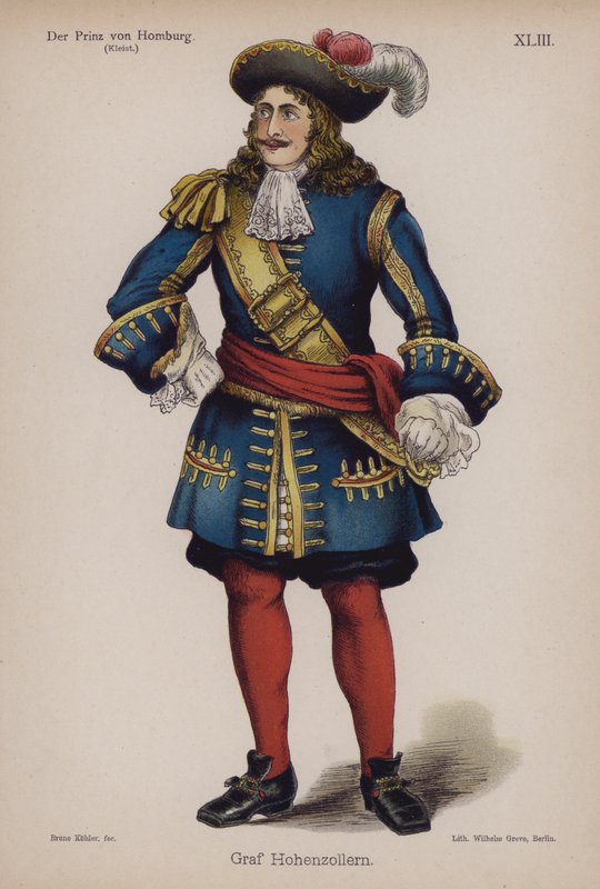 Graf Hohenzollern, Heinrich von Kleistin kirjasta Der Prinz von Homburg (Homburgin prinssi) (värilitho) tekijältä German School