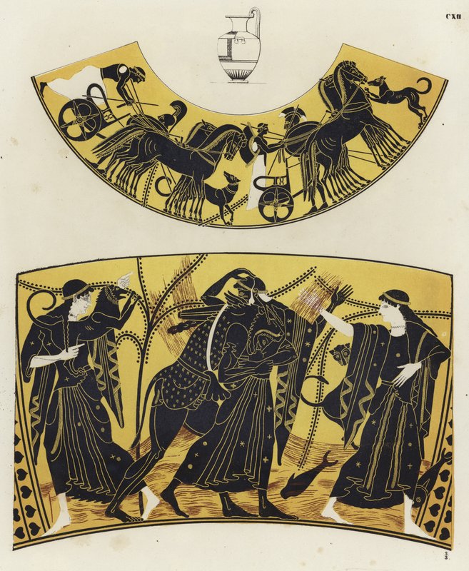 Kreikkalainen maljakkomaalaus (väri litho) tekijältä German School
