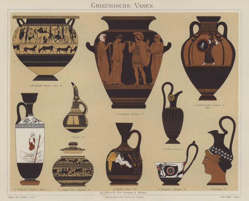 Kreikkalaiset maljakot (väri litho) tekijältä German School