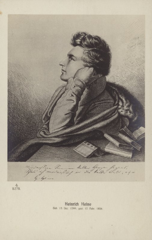 Heinrich Heine (1797-1856), saksalainen runoilija (litografia). tekijältä German School