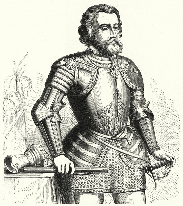 Hernan Cortes, espanjalainen valloittaja (kaiverrus) tekijältä German School